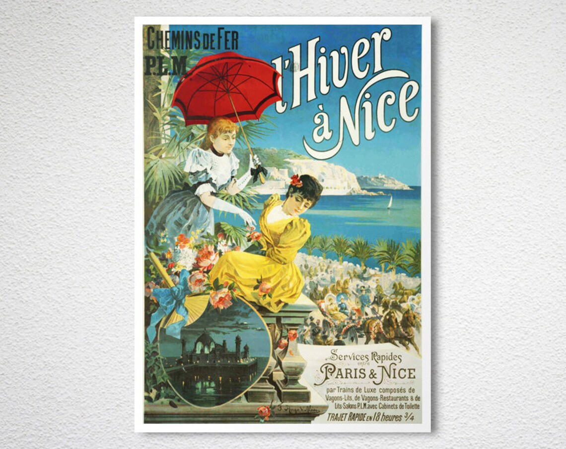 PLM Winter in Nice French Riviera Belle Epoque Travel Poster - Image 2