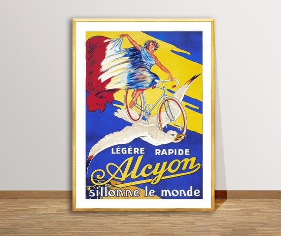 Alcyon Sillone Le Monde Vintage Bicycle Poster Sport Artwork Retro Art
