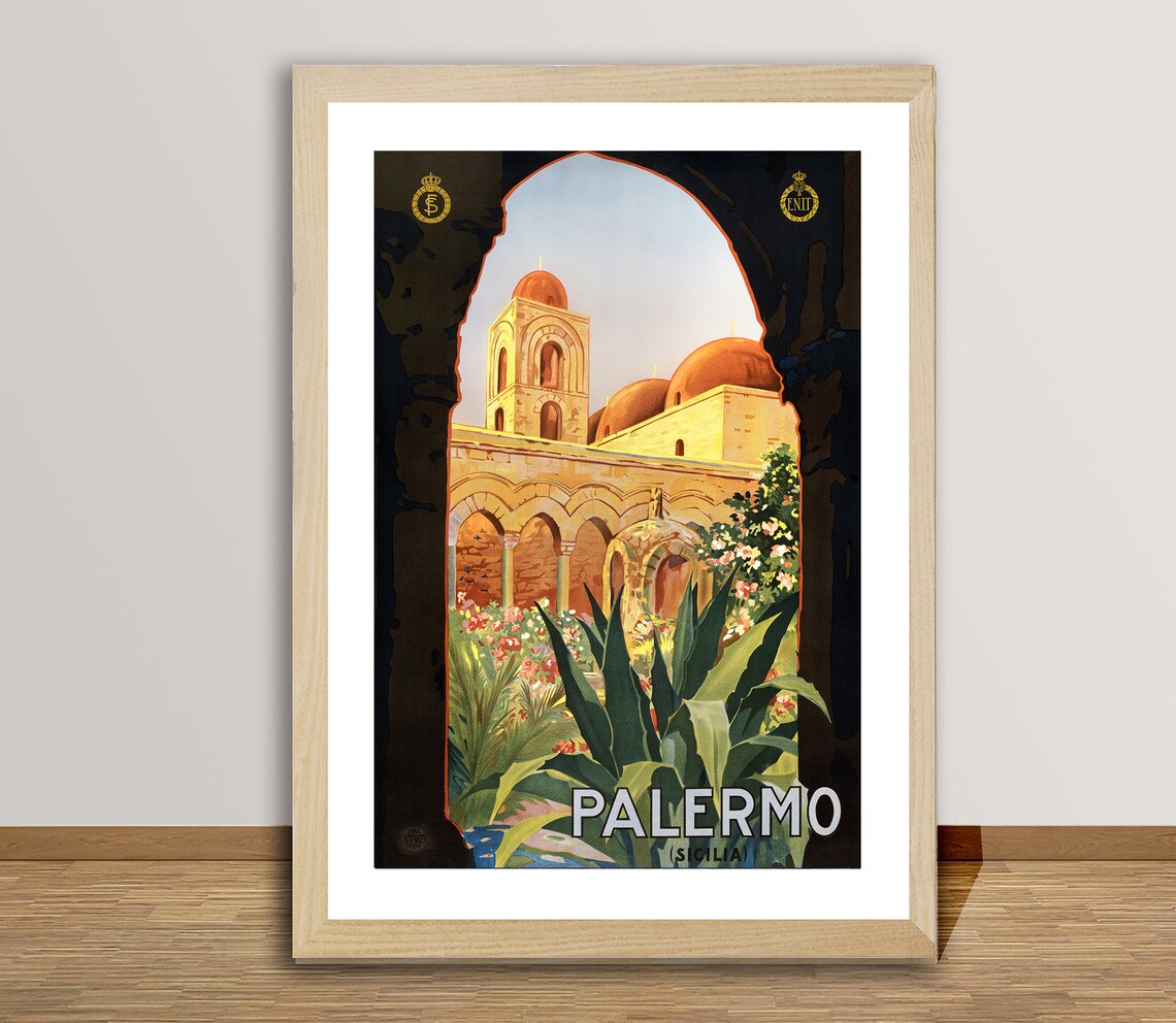 Palermo Italy Vintage Travel Poster, Old Town