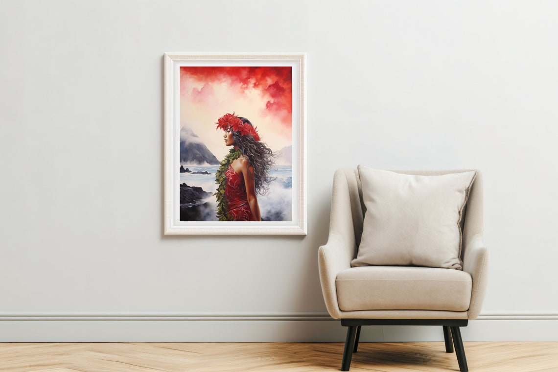 Hawaii Goddess Pele Watercolor Hawaiian Volcano Goddess Art Unique Hawaiian Gift - Image 4