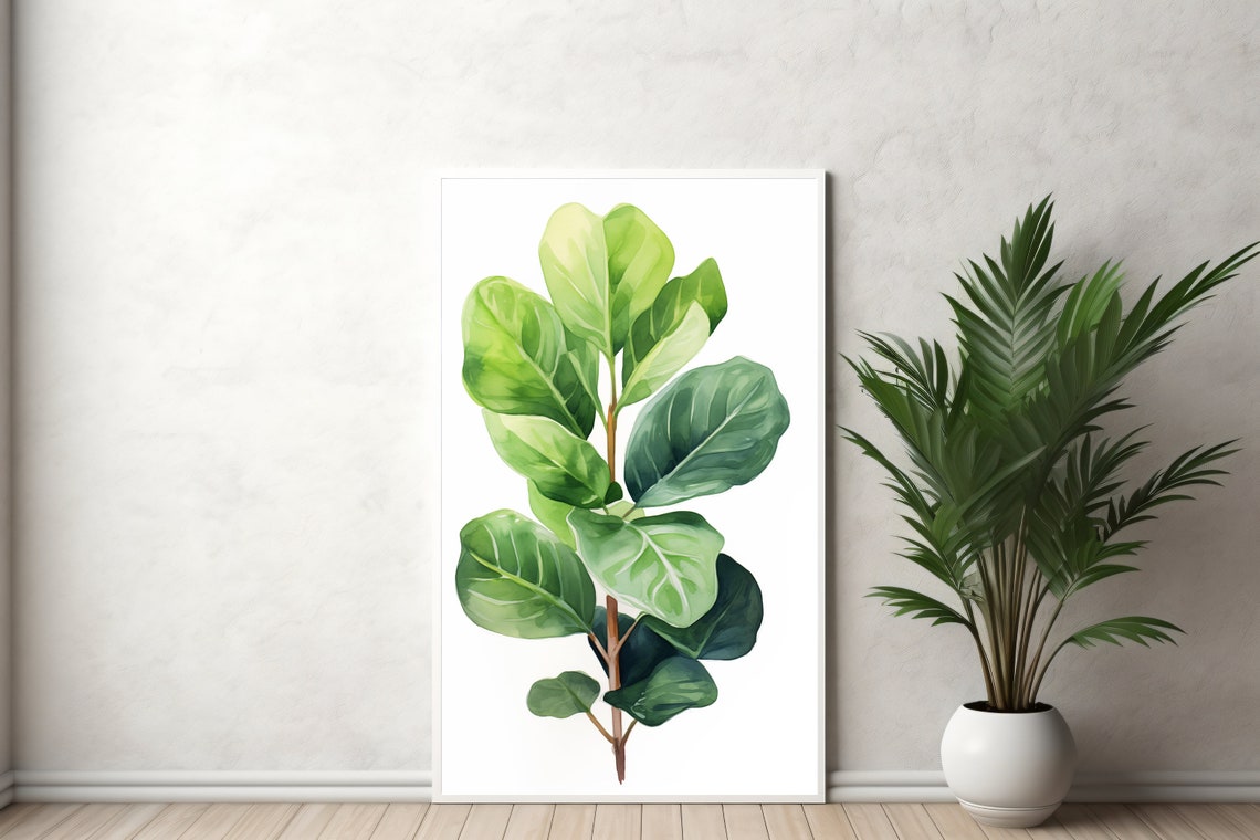 Fiddle Fig Watercolor Art Print Botanical Home Decor Tropical Plant Wall Art Greenery Poster Gift For Plant Lovers - Image 4