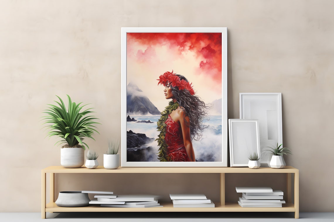 Hawaii Goddess Pele Watercolor Hawaiian Volcano Goddess Art Unique Hawaiian Gift