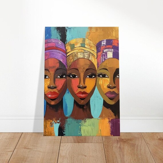 Afrocentric Diva Canvas Art World Cultures Wall Decor Vibrant Global Heritage Portrait Modern Abstract Expressionism