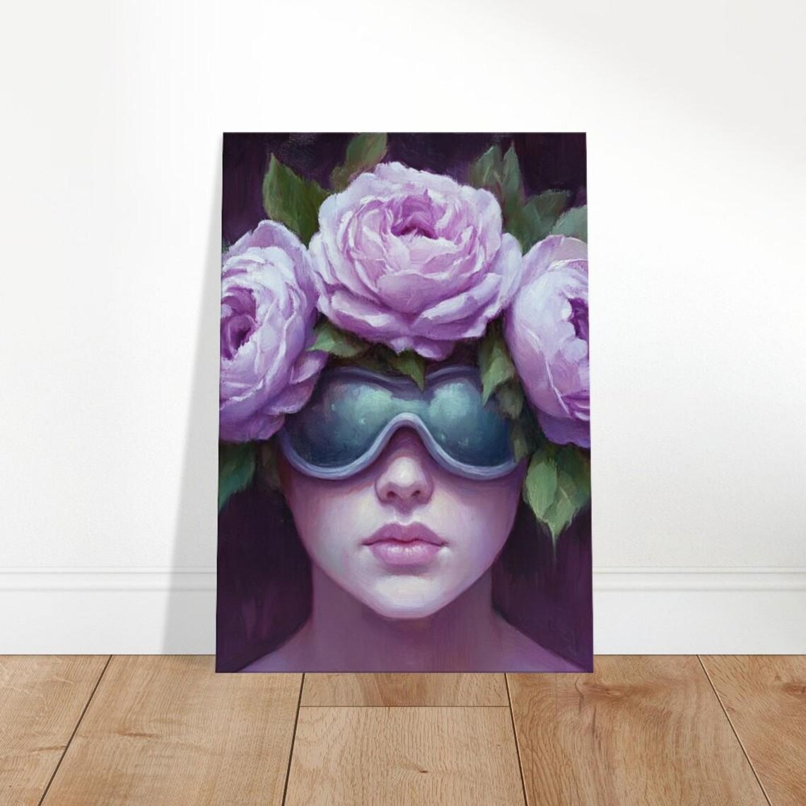 Woman of the Roses Lavender Floral Surreal Portrait Art Print