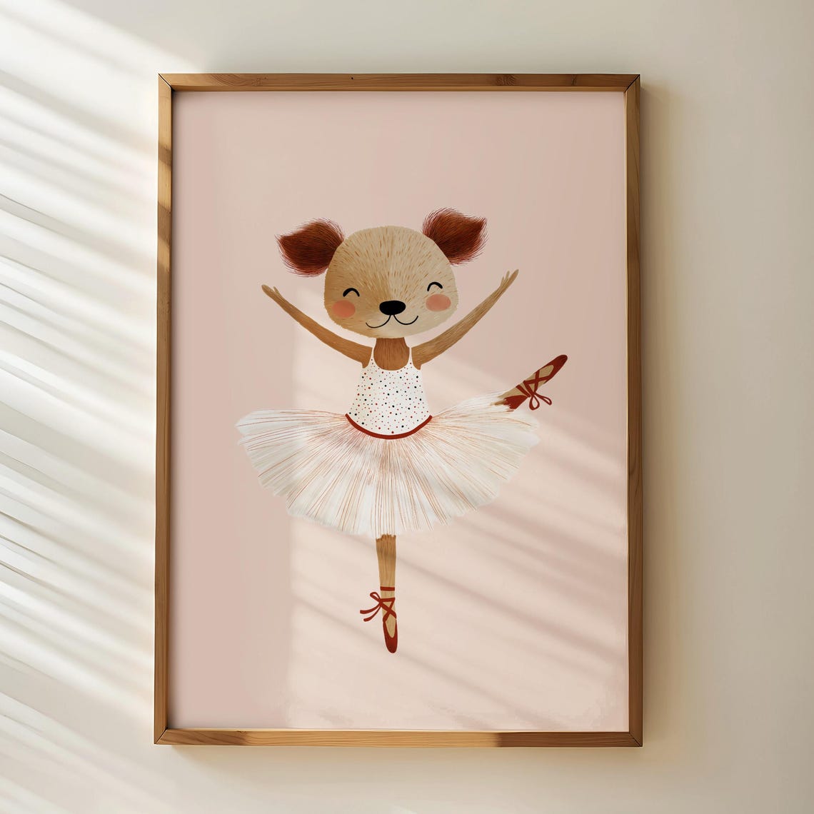 Ballerina Dog Wall Art Nursery Animal Print Girls Room Decor Ballet Poster Baby Cute Dogr Pink