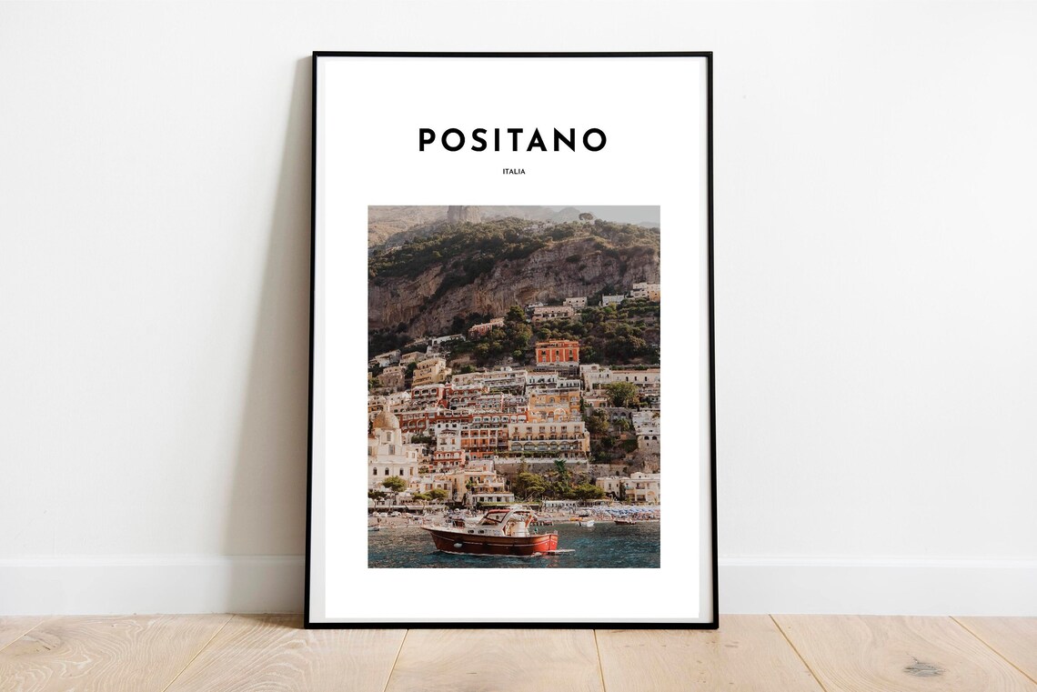 Positano Italy Travel Poster, Amalfi Coast Decor
