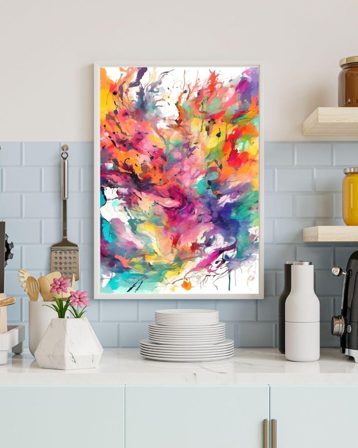 Colorful Abstract Ink Splash Magenta Orange Teal Modern Art Print - Image 4