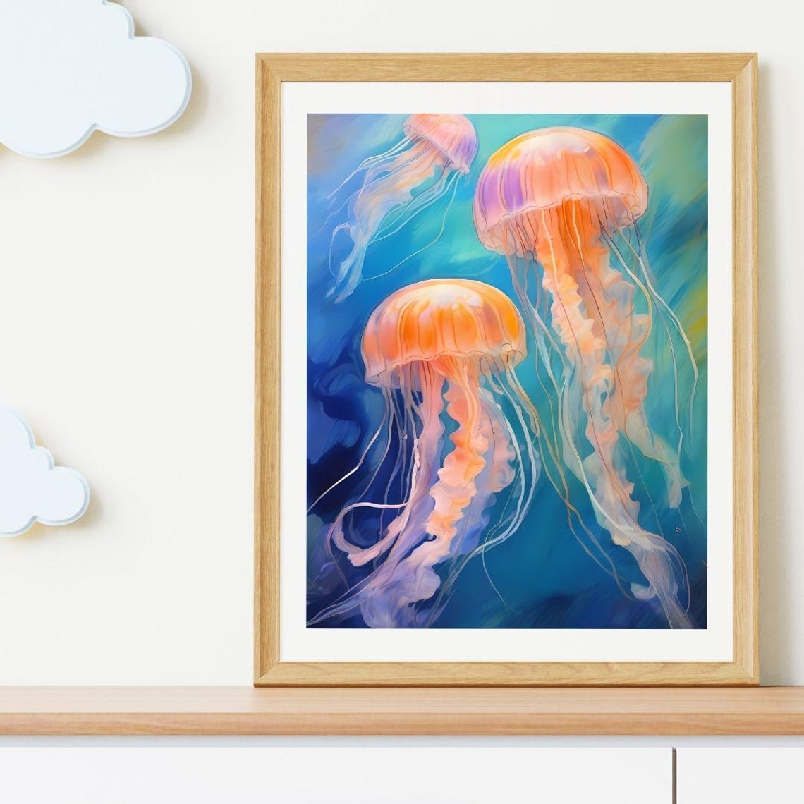 Jellyfish Watercolor Art Print Jellyfish Painting Jellyfish Painting Wall Art Decor Art Sea Life Art Art Colourful Art - Image 5