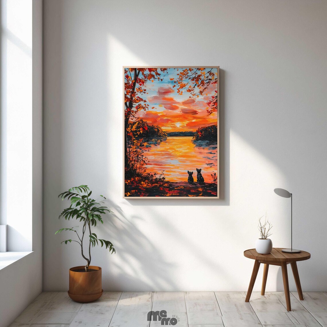 Two Cats Watching Autumn Sunset Art Print - Image 6
