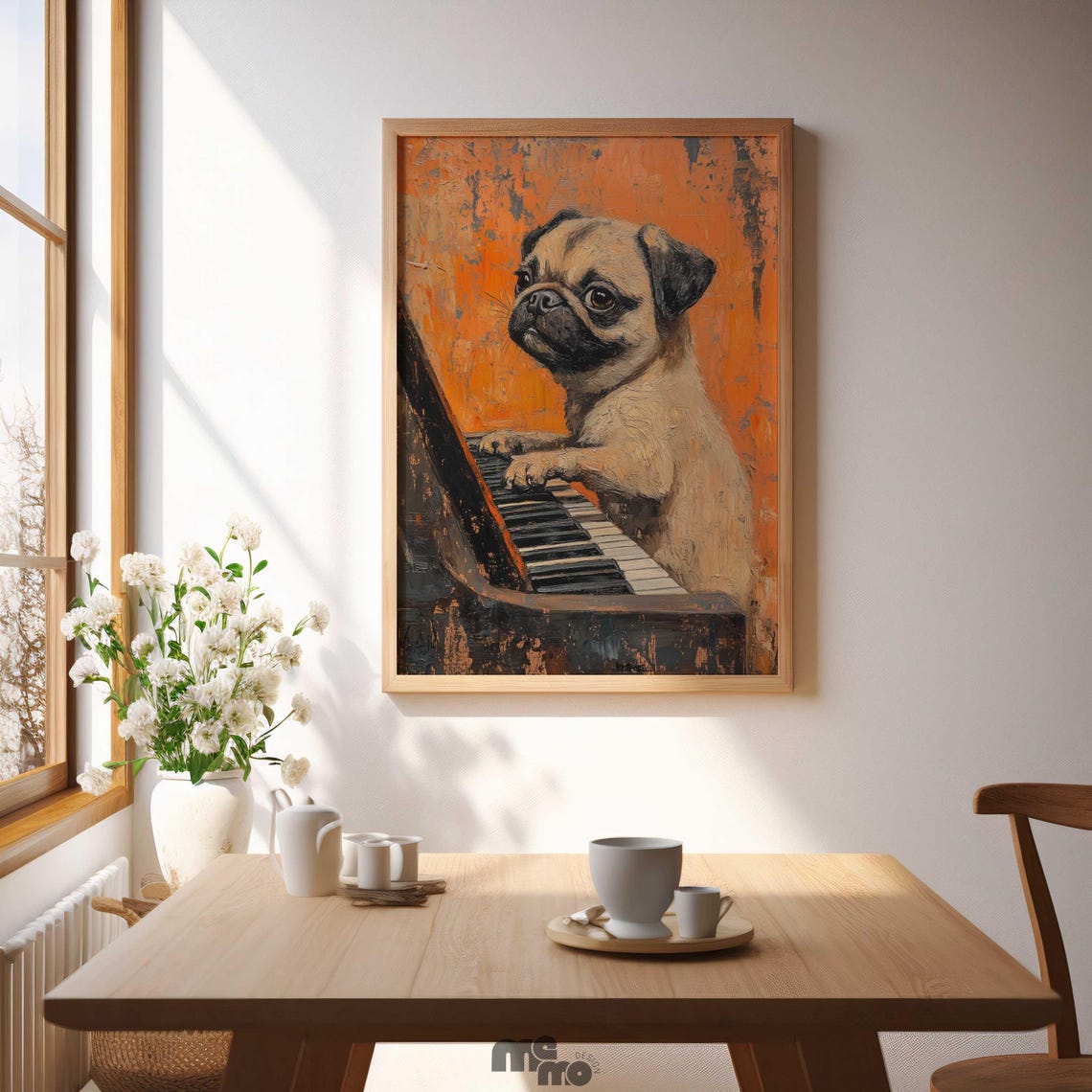 Pug Playing Piano, Funny Musician Dog Portrait - Image 2