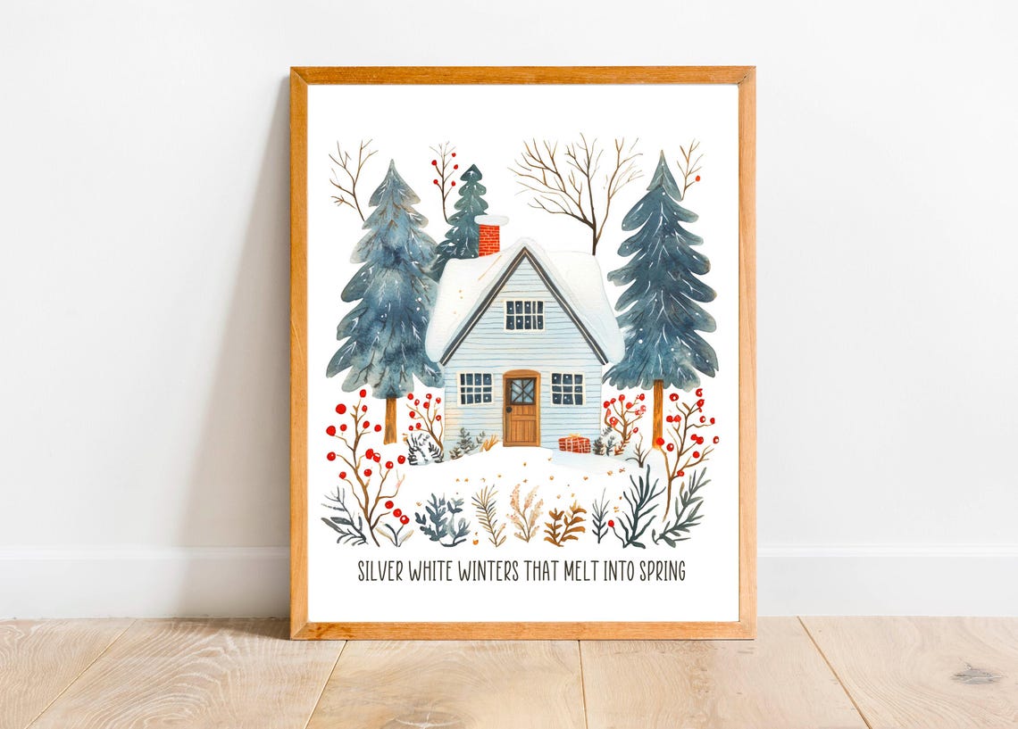Silver White Winters That Melt Into Spring Cottage Quote Poster - Image 4