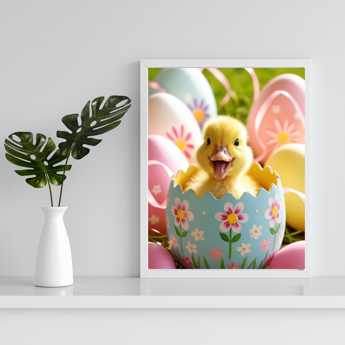 Whimsical Easter Baby Duck, Nursery Decor Art Print - Image 3