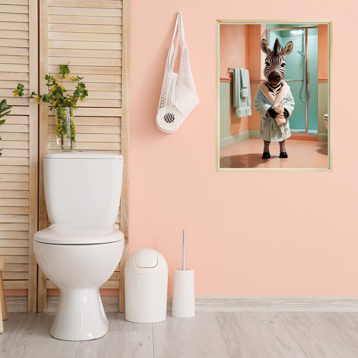 Funny Zebra Bathroom Wall Art, Cozy Zebra Bathrobe - Image 3