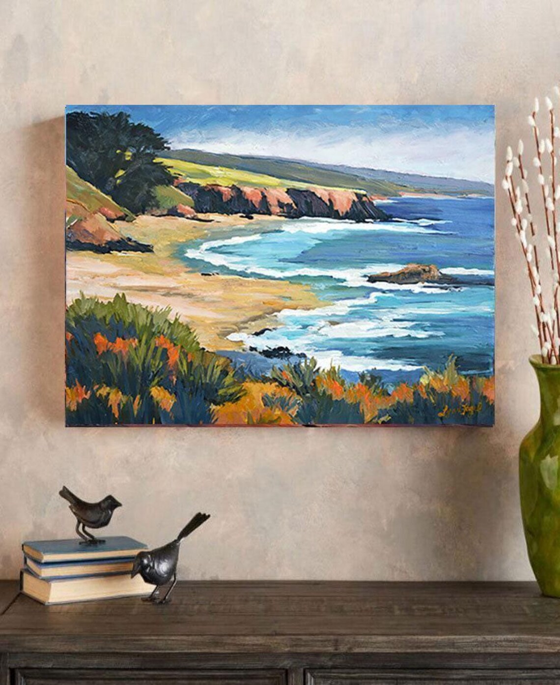 Monterey California Rocky Cliff Beach Turquoise Surf Travel Poster - Image 3