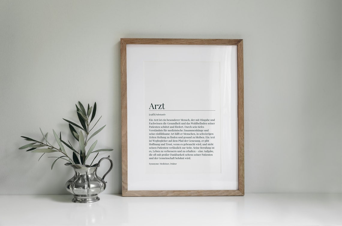 Arzt German Doctor Definition Dictionary Style Typography Wall Art - Image 3