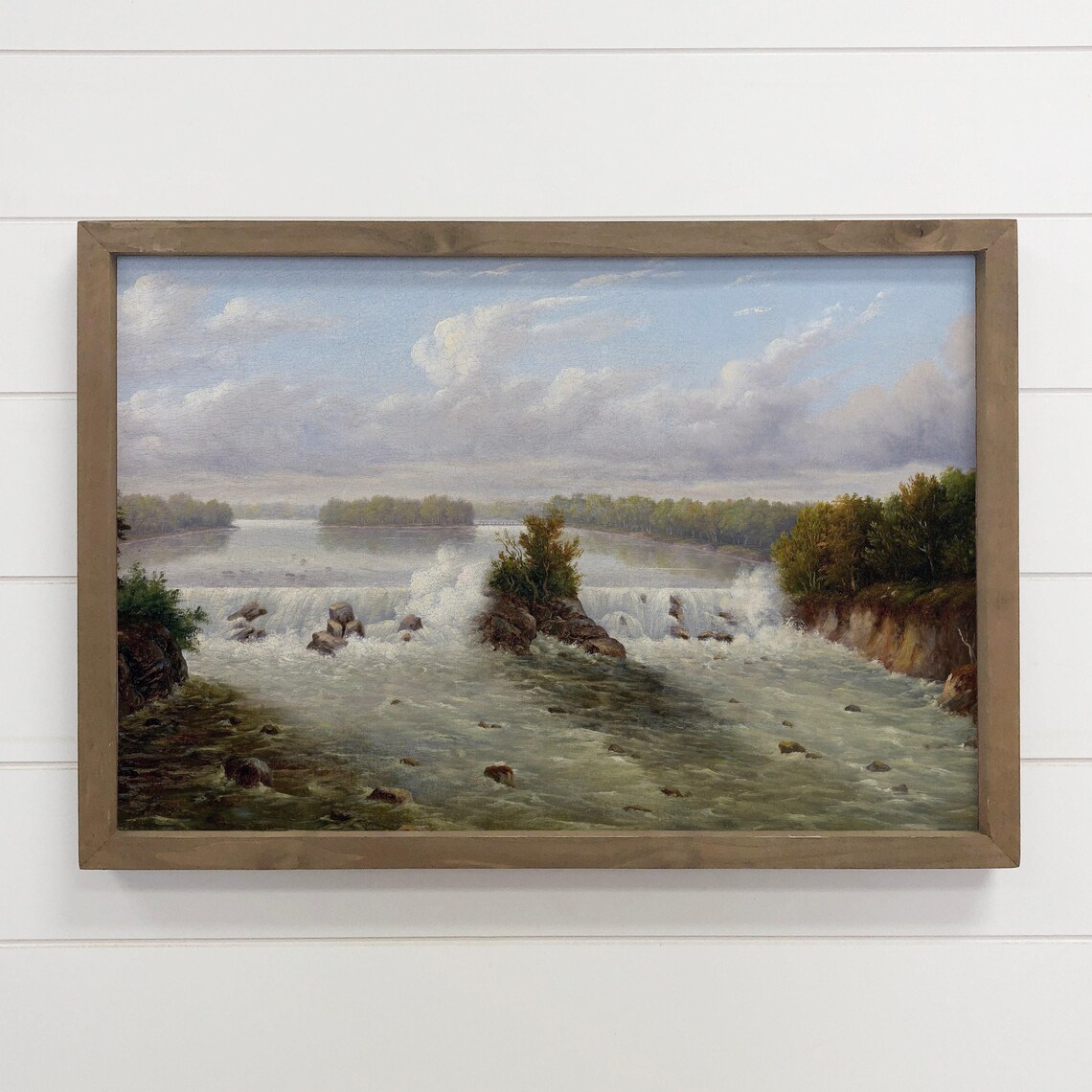 St Anthony Falls Minnesota Waterfall Vintage River Painting Poster