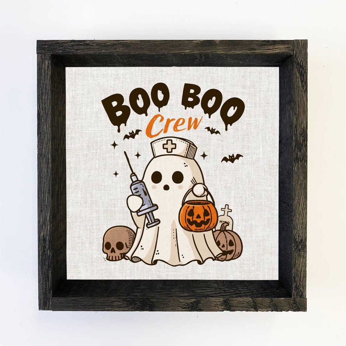 Boo Boo Crew Nurse Ghost With Pumpkin Halloween Quote Poster