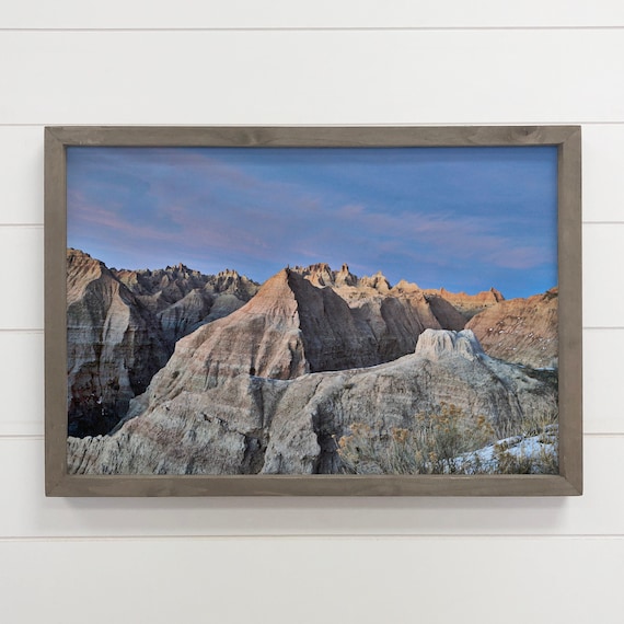Badlands Peaks At Dusk Blue Sky Canyon Photo Landscape Art Poster
