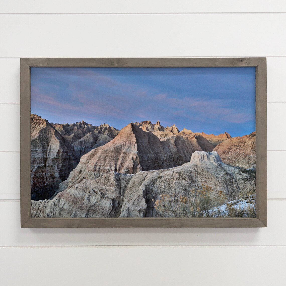 Badlands Peaks At Dusk Blue Sky Canyon Photo Landscape Art Poster