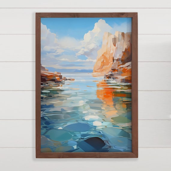 Red Rock Cliffs Turquoise Water Abstract Southwest Landscape Poster