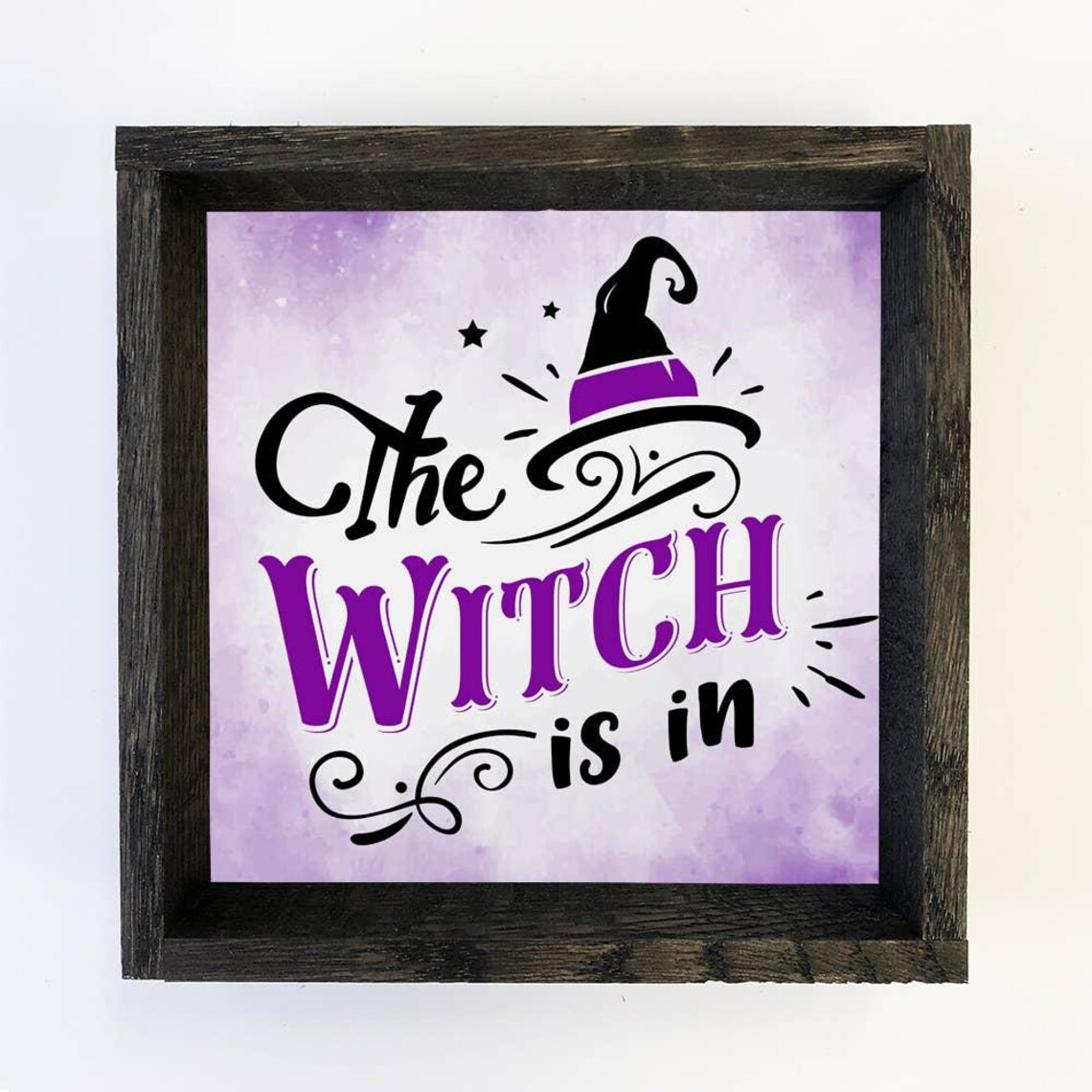 The Witch Is In Purple Halloween Typography Wall Art Decor Sign
