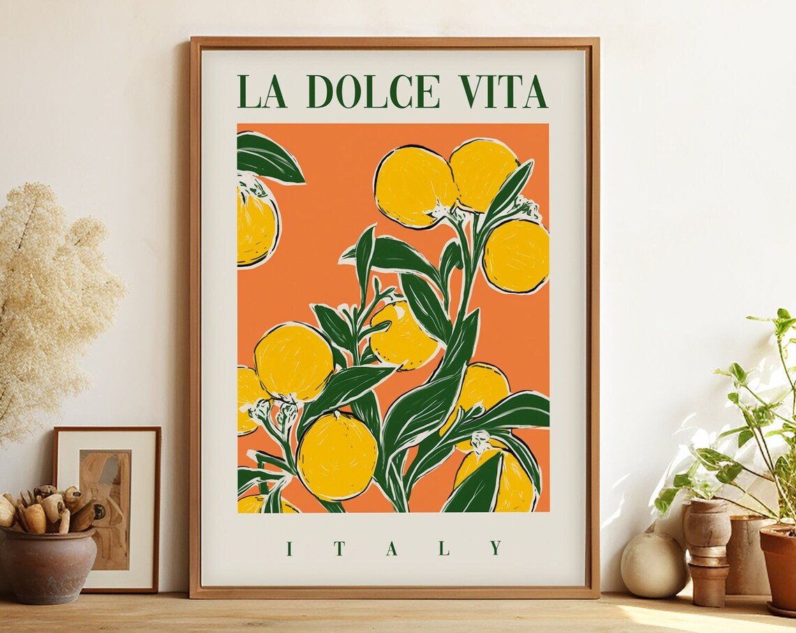 La Dolce Vita Italy Oranges Travel Poster