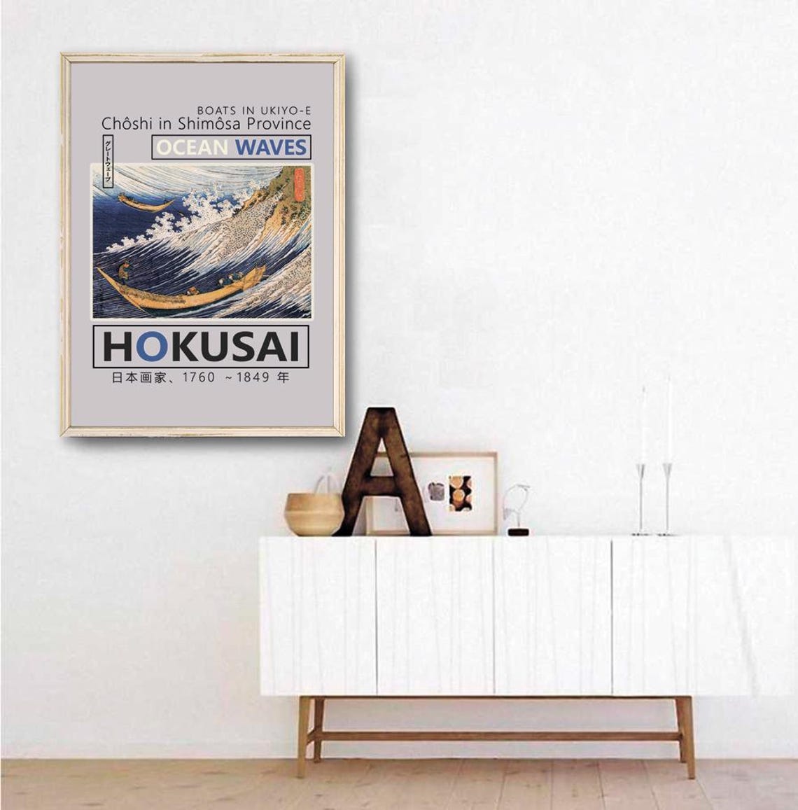 Hokusai Ocean Waves Choshi Boats Ukiyo E Poster Vintage Wall Decor - Image 2