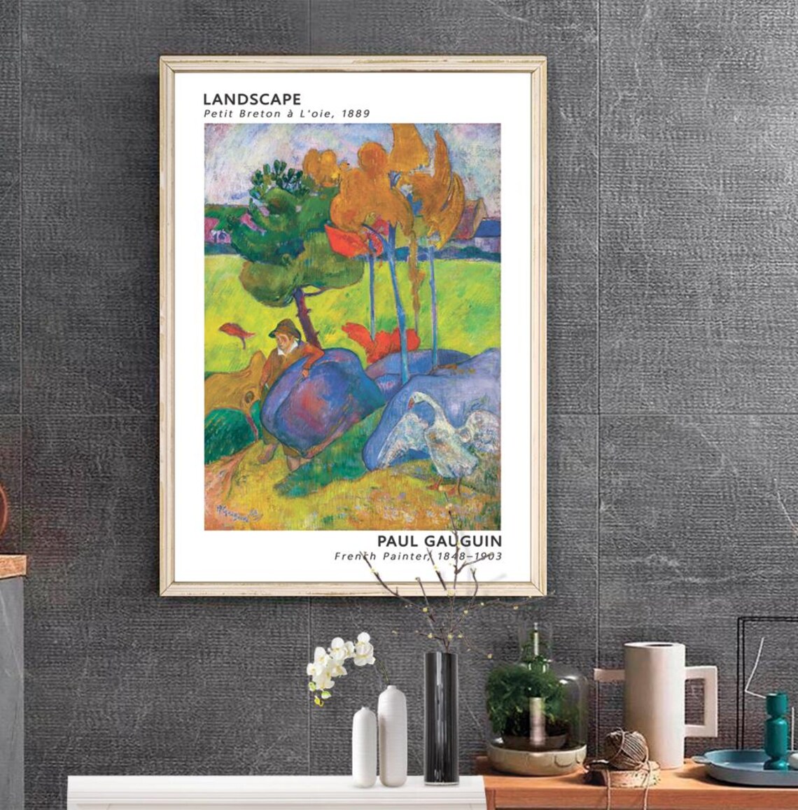 Paul Gauguin Petit Breton a Loie 1889 Colorful Landscape Poster - Image 3