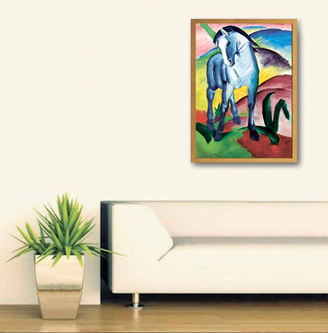Blue Horse Expressionist Painting Colorful Landscape Art Poster - Image 2