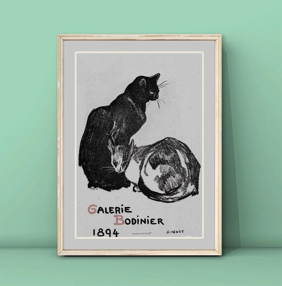 Theophile Steinlen Galerie Bodinier 1894 Two Cats Lithograph Poster