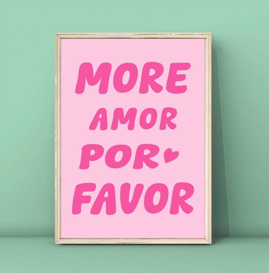 More Amor Por Favor Print Maximalist Poster More Amor Por Favor Wall Art Eclectic Wall Art Love Quote Pink Print