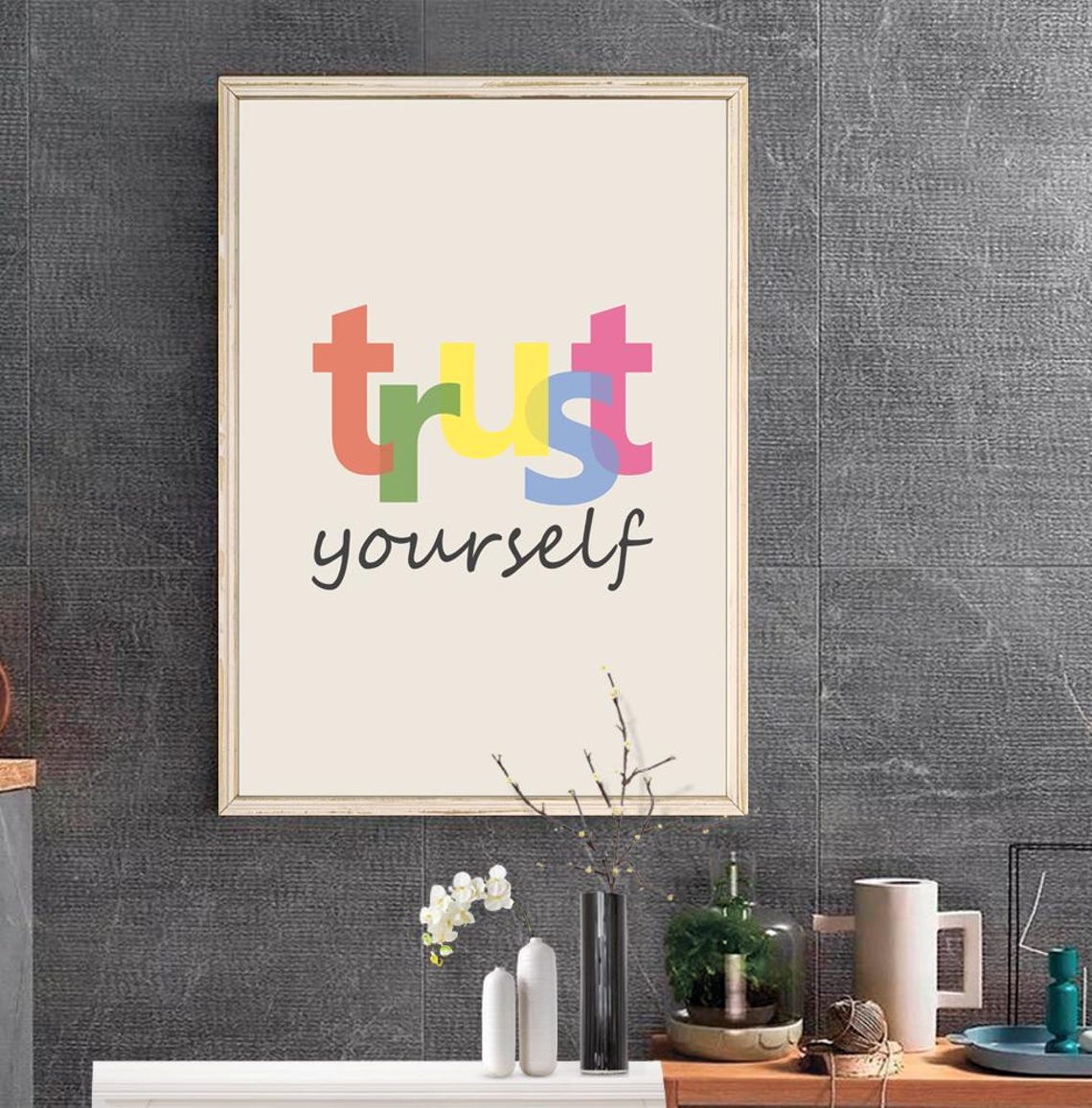 Trust Yourself Colorful Overlapped Letters Modern Quote Poster - Image 2