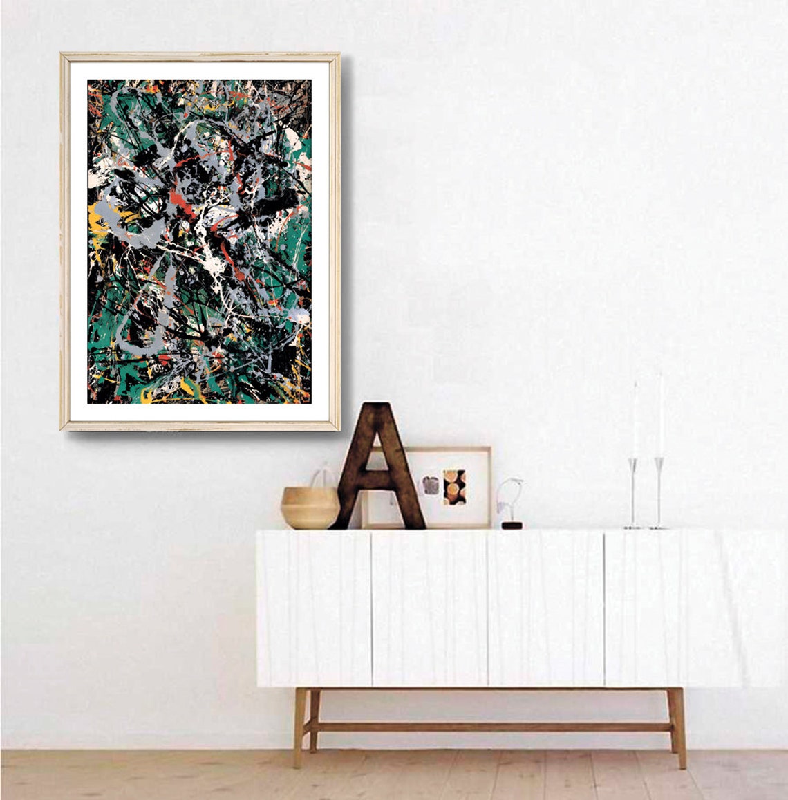 Jackson Pollock Green Black Drip Painting Abstract Art Poster - Image 3