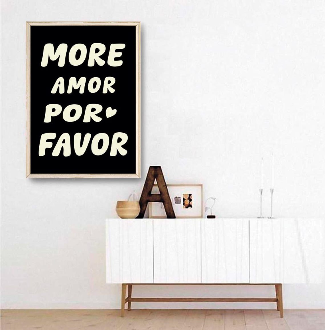More Amor Por Favor Print Maximalist Poster More Amor Por Favor Wall Art Eclectic Wall Art Love Quote Black And White Print - Image 2