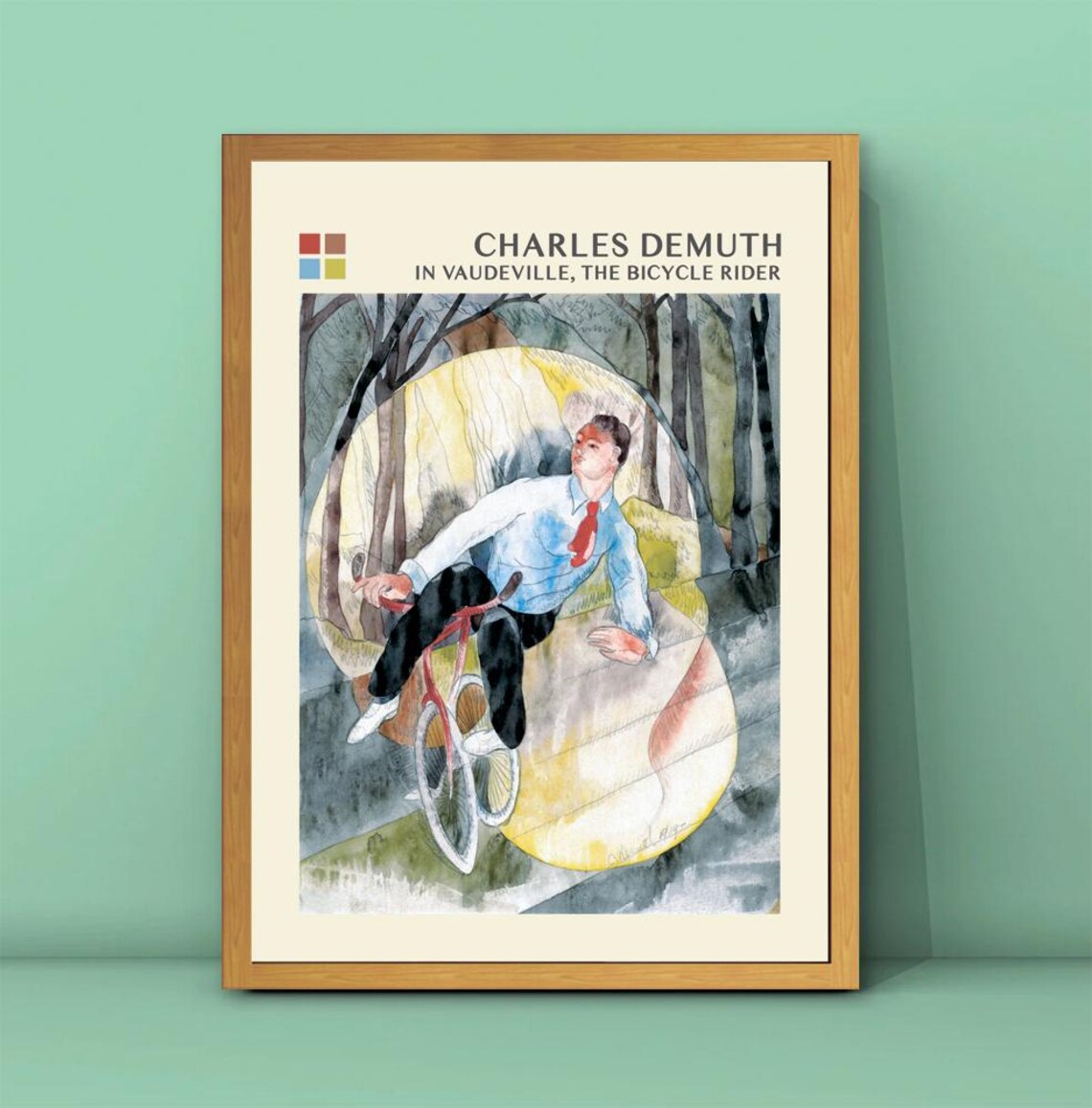 Charles Demuth Bicycle Rider Vaudeville Watercolor Art Poster - Image 3