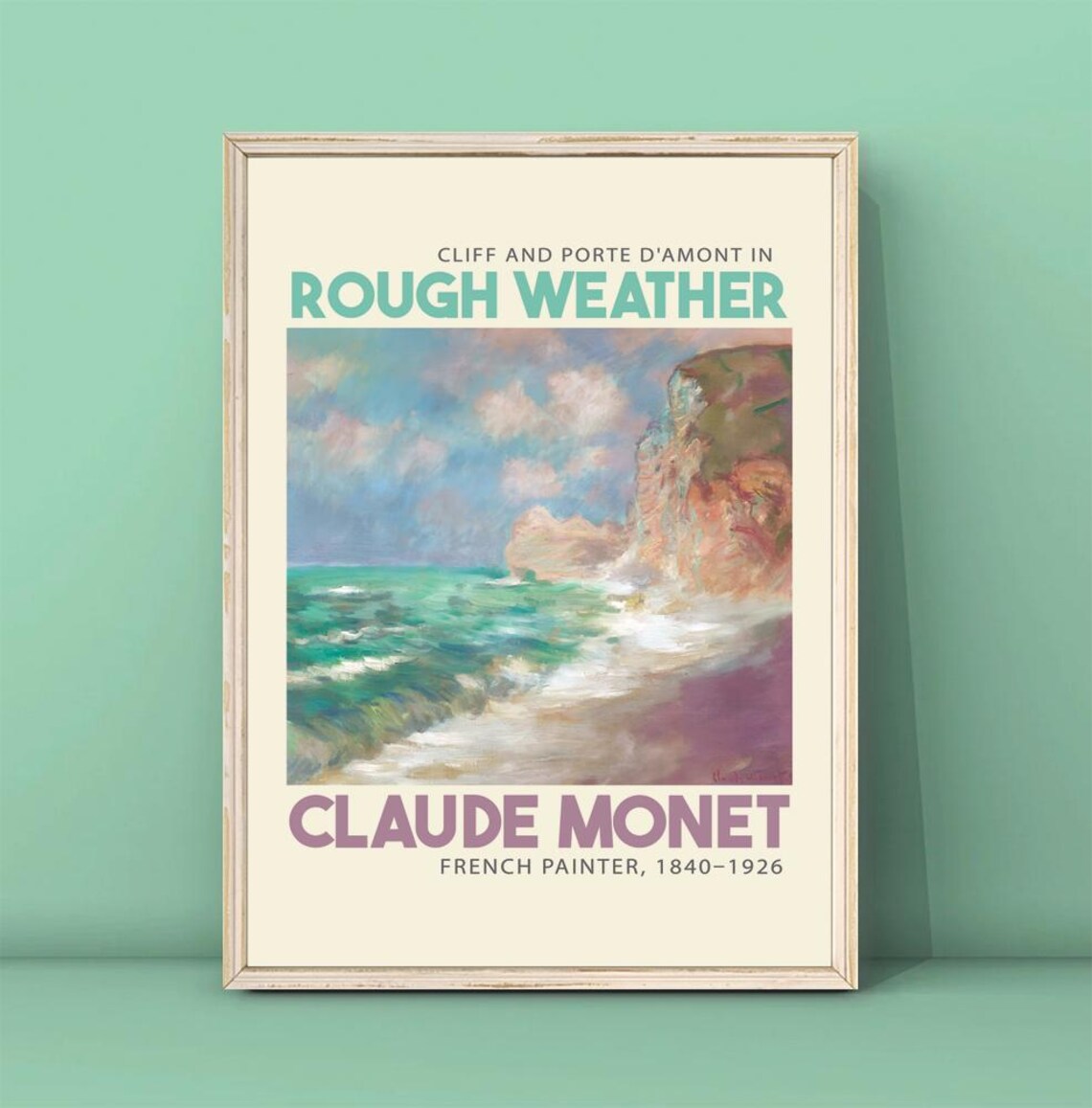 Claude Monet Cliff and Porte d'Amont in Rough Weather Art Poster