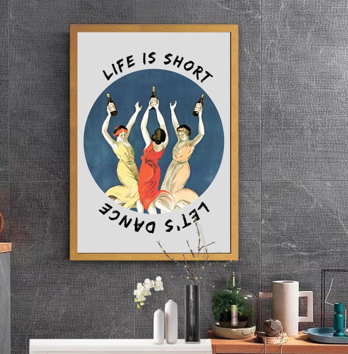 Life Is Short Lets Dance Vintage Dancing Women Quote Art Poster - Image 2