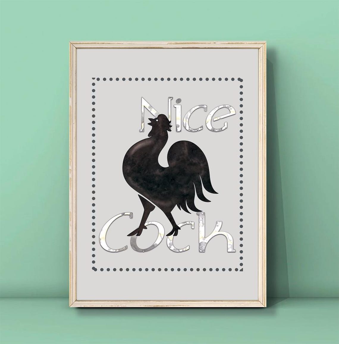 Nice Cock Rooster Silhouette Funny Pun Wall Poster Vintage Wall Decor