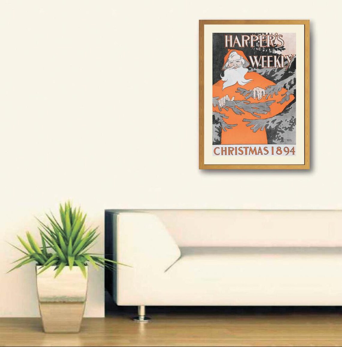 Harpers Weekly Christmas 1894 Penfield Santa Claus Magazine Poster - Image 3