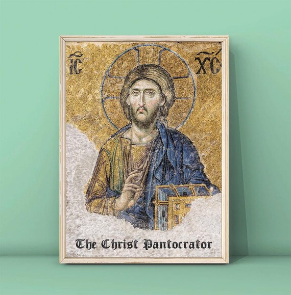 The Christ Pantocrator Byzantine Gold Mosaic Icon Religious Art Poster