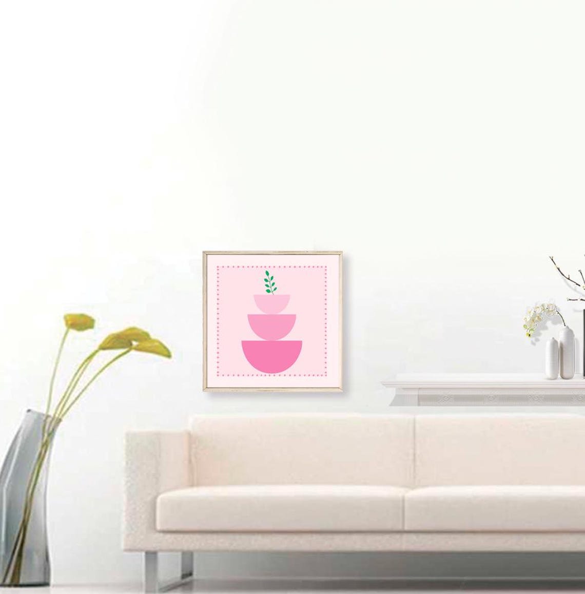 Boho Pink Geometric Half Circle Botanical Minimalist Abstract Poster - Image 3