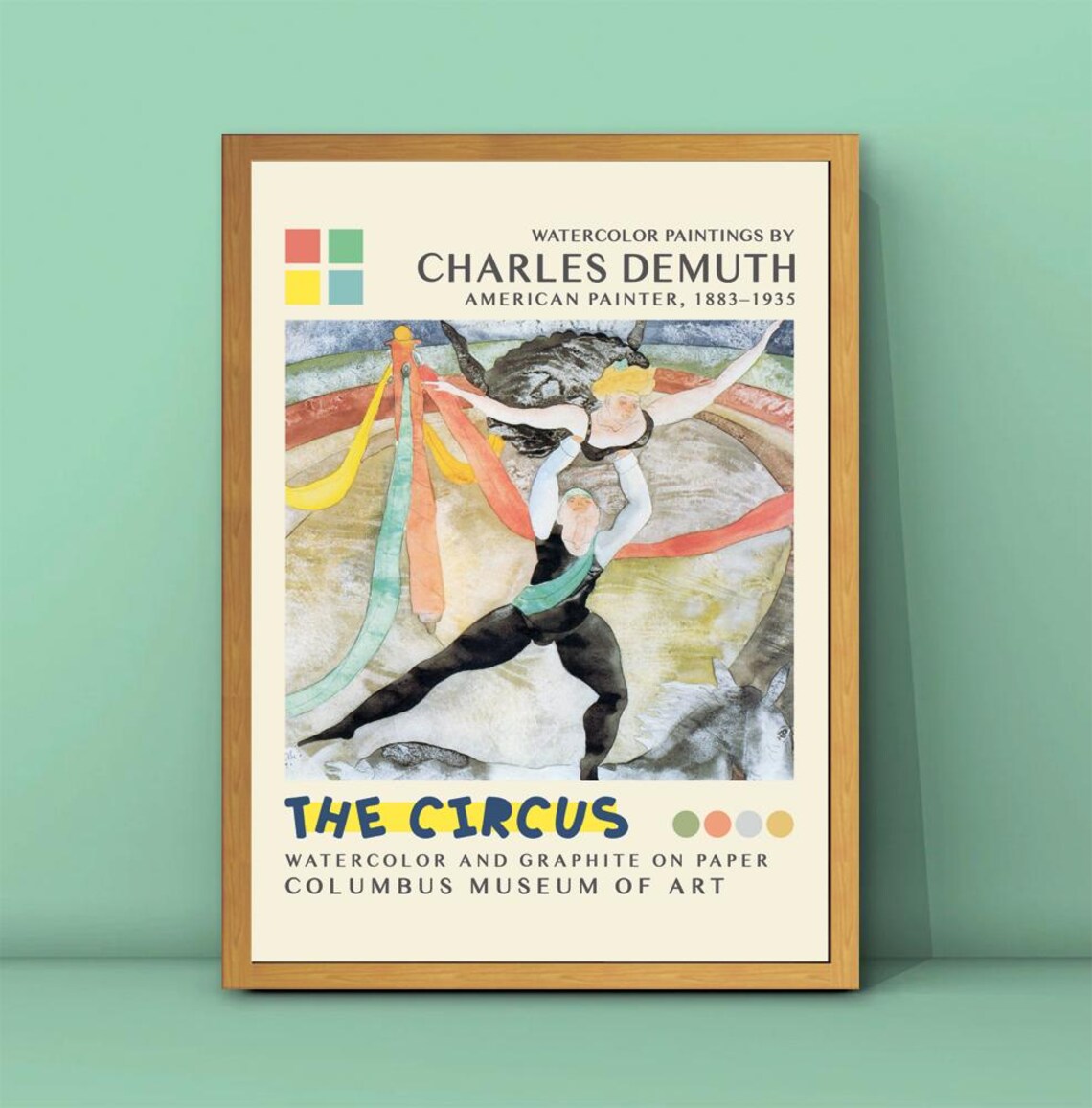 Charles Demuth The Circus Watercolor Trapeze Dancers Art Poster - Image 3