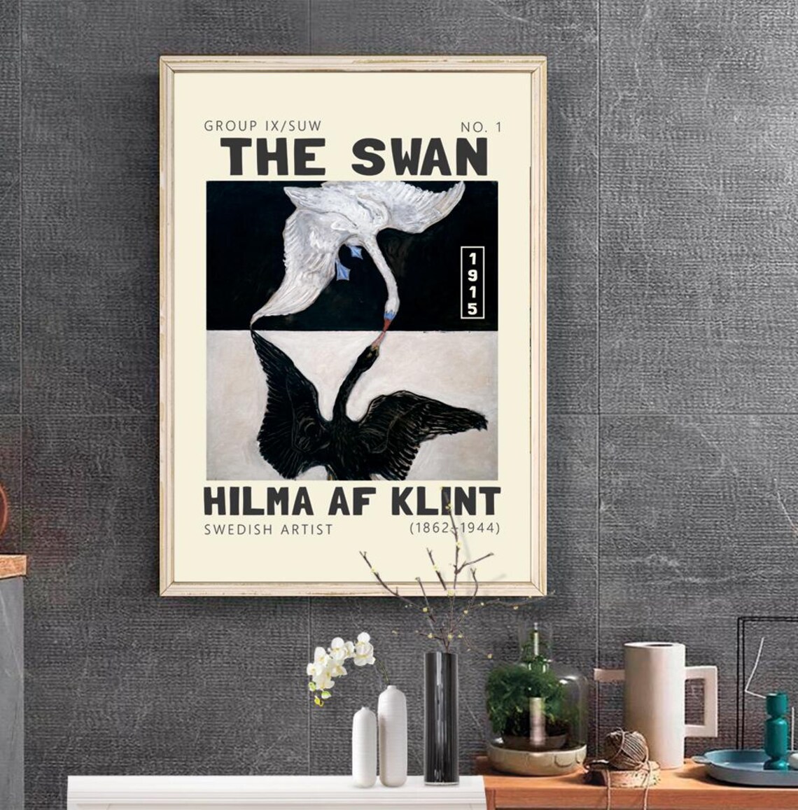 Hilma af Klint The Swan No 1 1915 Black White Swan Painting Poster - Image 2