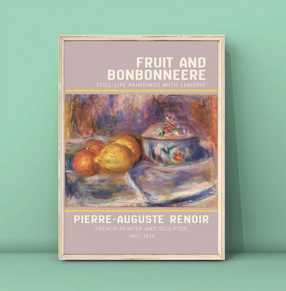 Pierre-Auguste Renoir Fruit and Bonbonneere Lemon Still Life Poster