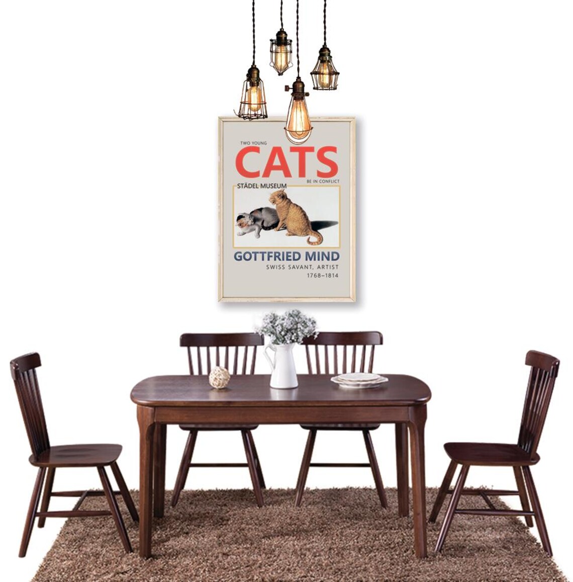 Gottfried Mind Two Young Cats Vintage Cat Illustration Art Poster - Image 3