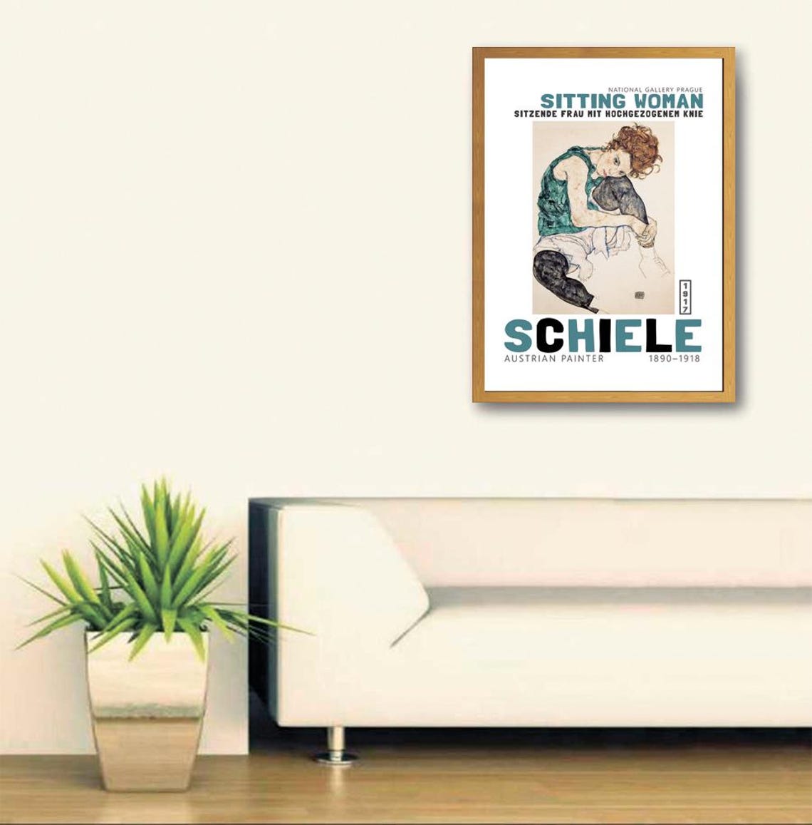 Egon Schiele Sitting Woman Raised Knee 1917 Figure Study Poster - Image 3