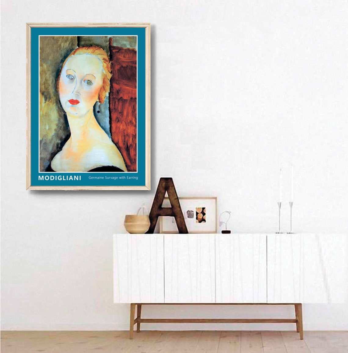 Amedeo Modigliani Germaine Survage Earring Portrait Art Poster - Image 3