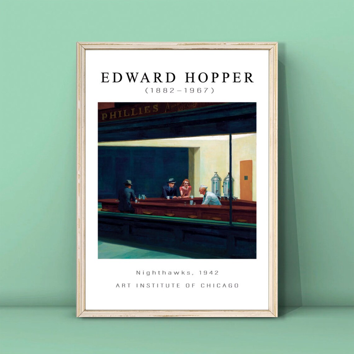 Edward Hopper Nighthawks 1942 Late Night Diner Scene Painting Poster