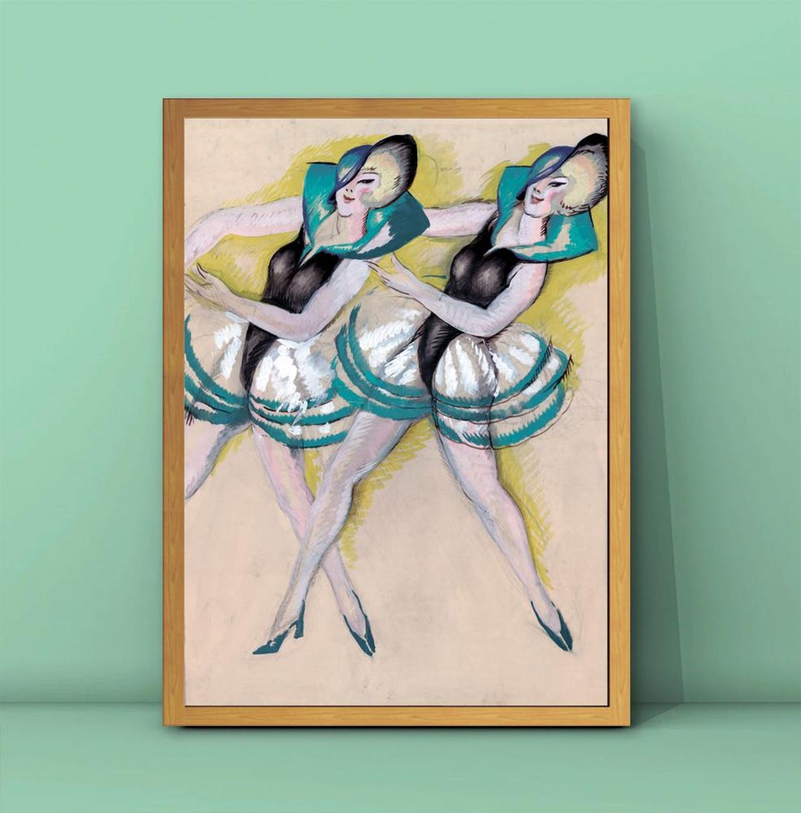 Two Vintage Cabaret Dancers Art Deco Style Elegant Dance Poster