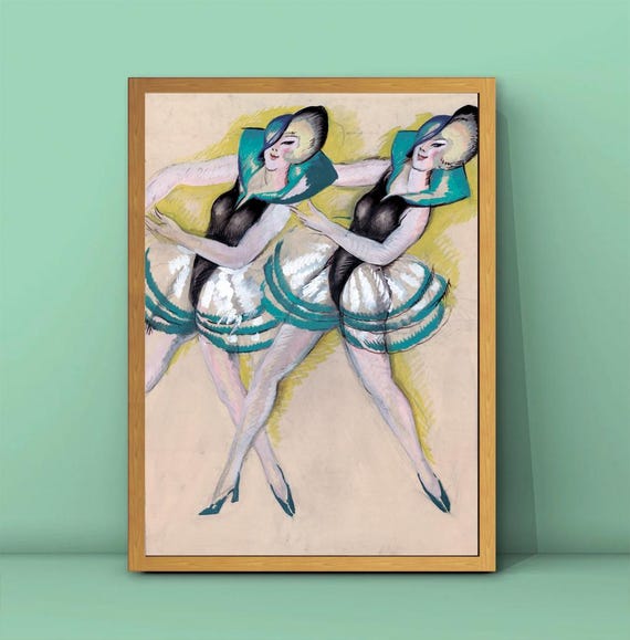 Two Dancer Poster Vintage Dancer Print Vintage Dance Poster Vintage Woman Dancer Painting Female Dancer Print